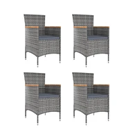 vidaXL Patio Dining Chairs pcs Poly Rattan Gray