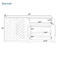 Streamdale Furniture 4-Door Sideboard Buffet Cabinet - Adjustable Shelves - Kitchen, Dining, Living Room