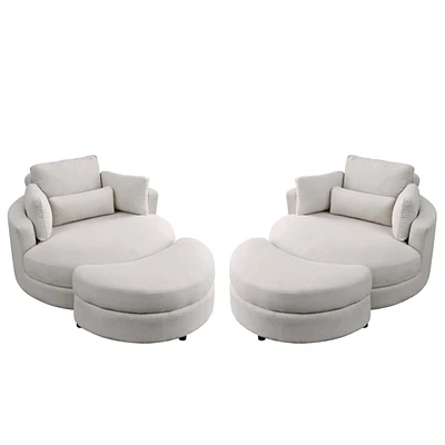 Simplie Fun Swivel Accent Barrel Chair Set with Storage Ottoman