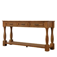 63" Wood Console Table with Drawers & Shelf