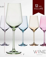 The Wine Savant Colored Wine Glasses, Multicolored, 12 oz Set of 6