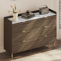 Modern 6-Drawer Dresser with Marble Top