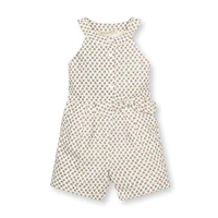 Hope & Henry Baby Girls Halter Button Front Linen Romper