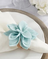 Saro Lifestyle Felt Blossom Napkin Ring Set of 4,Set