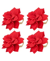 Saro Lifestyle Felt Blossom Napkin Ring Set of 4,Set