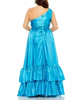 Mac Duggal Women's One Shoulder Asymmetrical Ruffle Hem Gown