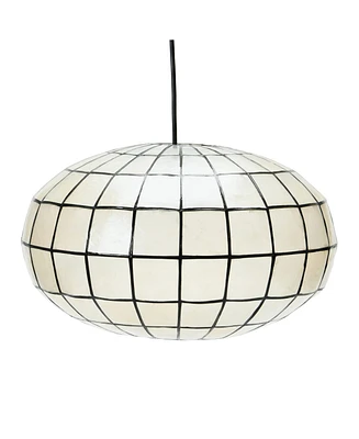 Storied Home Oblong Capiz Ceiling Light White and Black