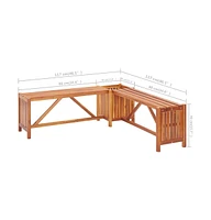 vidaXL Patio Corner Bench with Planter 46"x46"x15.7" Solid Acacia Wood