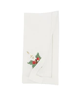 Saro Lifestyle Festive Candle Embroidered Napkin Set of 6, 20"x20"