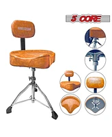 5 Core Drum Throne with Backrest • Swivel Height Adjustable Guitar Stool • Comfortable Drummer Chair Ds Ch Br Rest