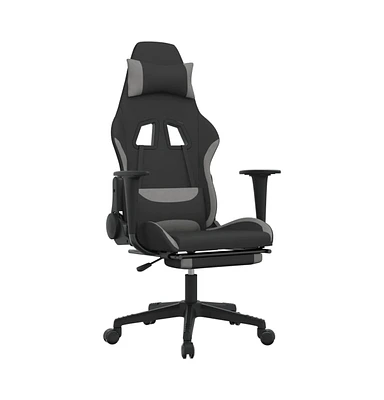 vidaXL Massage Gaming Chair with Footrest Black and Light Fabric