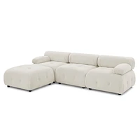 Streamdale Furniture Beige Velvet Modular Sectional Sofa with Reversible Ottoman