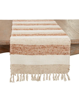 Saro Lifestyle Fringed Classic Stripe Table Runner, 16"x72"