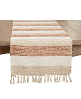 Saro Lifestyle Fringed Classic Stripe Table Runner, 16"x72"