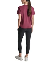 Dkny Sport Women's Cotton Rhinestone-Logo Knot-Front T-Shirt