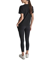 Dkny Sport Women's Cotton Rhinestone-Logo Knot-Front T-Shirt