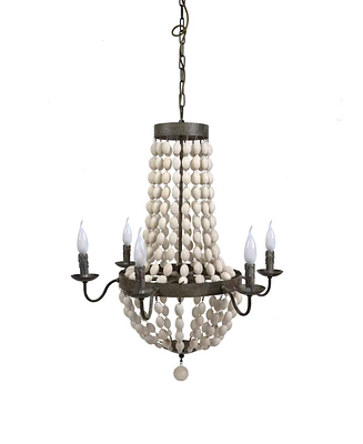 Storied Home Metal and Draped Wood Bead Chandelier Multicolor