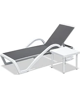 Simplie Fun Aluminum Adjustable Pool Chaise Lounge Set