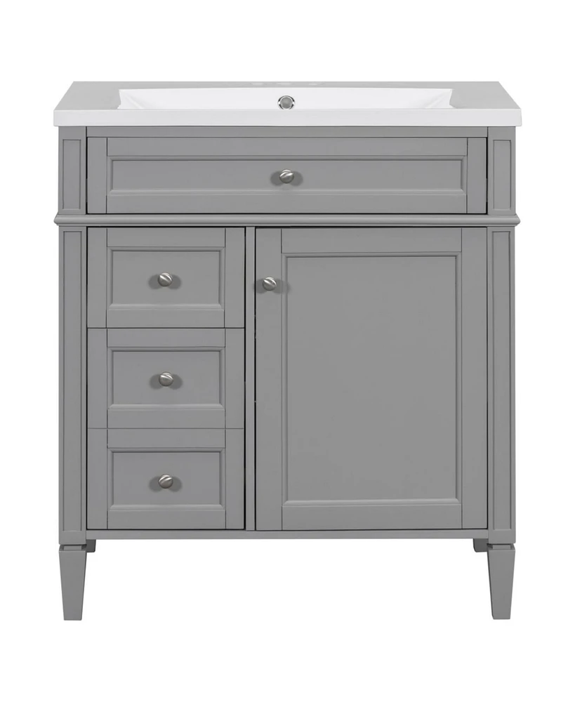 Simplie Fun Modern Bathroom Vanity with Storage, Single Sink