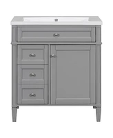 Simplie Fun Modern Bathroom Vanity with Storage, Single Sink