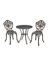 Mondawe 3-Piece Cast Aluminum Bistro Table and Chairs Set