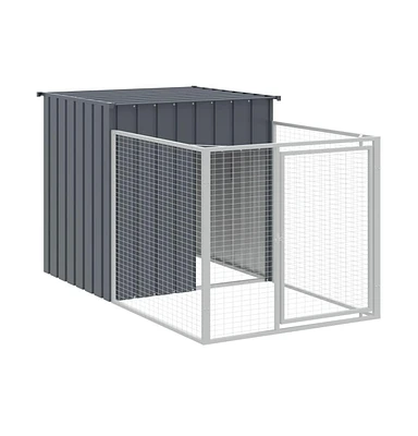 vidaXL Dog House with Run Anthracite 43.3"x79.1"x43.3" Galvanized Steel