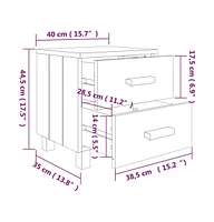 vidaXL Bedside Cabinets Hamar 2 pcs Light Gray 15.7"x13.8"x17.5" Solid Wood