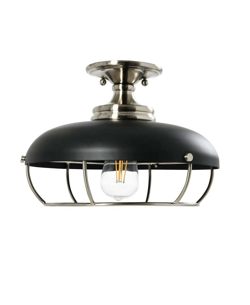 Robert Stevenson Lighting Presley - Caged Dome Metal Semi-Flush Mount Ceiling Light Brushed Nickel