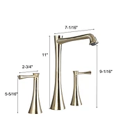 Streamdale Furniture Widespread 2 Handles Bathroom Faucet With Drain Assembly, Gold