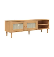 vidaXL Tv Stand Senja Rattan Look 62.2"x15.7"x19.3" Solid Wood Pine