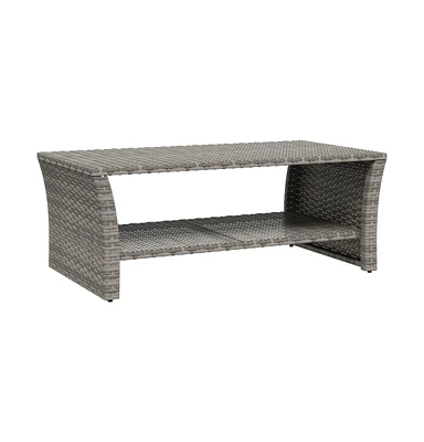 vidaXL Coffee Table Gray 39.4"x19.7"x15.7" Poly Rattan