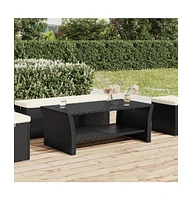 vidaXL Coffee Table Black 39.4"x19.7"x15.7" Poly Rattan