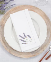 Saro Lifestyle Garden Bliss Embroidered Lavender Napkin Set of 6, 20"x20"