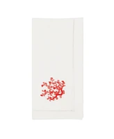 Saro Lifestyle Underwater Fantasy Embroidered Coral Napkin Set of 6, 20"x20"