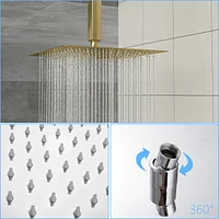 10" Rain Shower Head Systems, Gold, Ceiling Mounted Shower