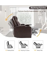 Streamdale Furniture Brown Power Motion Recliner with Usb Charging and Storage