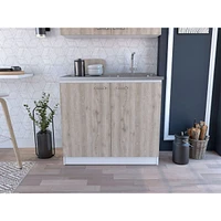Brookline Rectangle 2-Door Utility Sink And Cabinet White And Light Gray