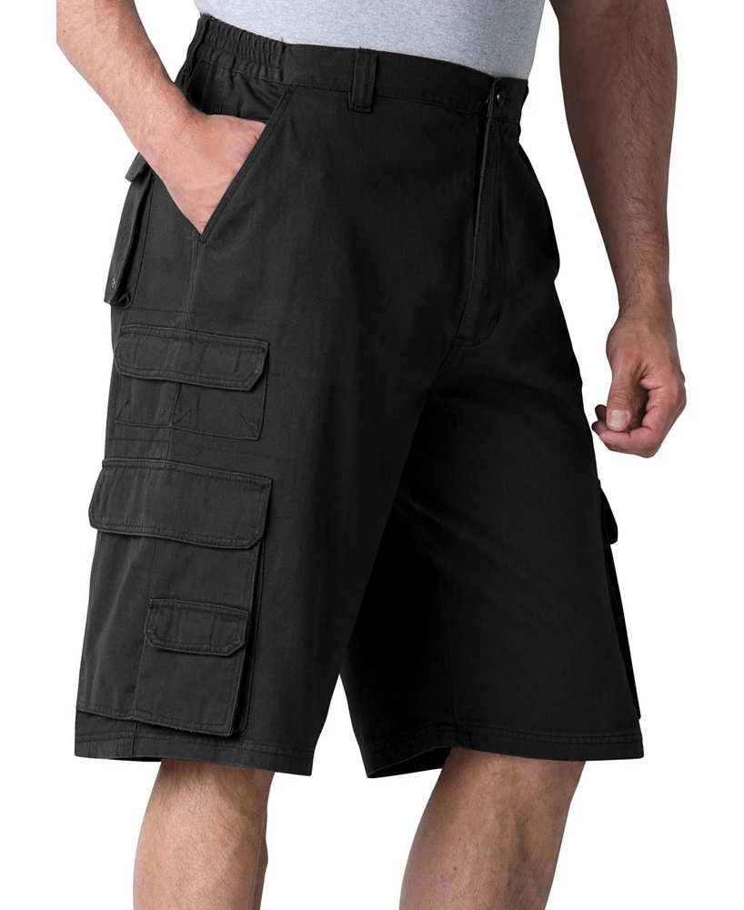 Boulder Creek Big & Tall by KingSize Side-Elastic Stacked Cargo Pocket Shorts