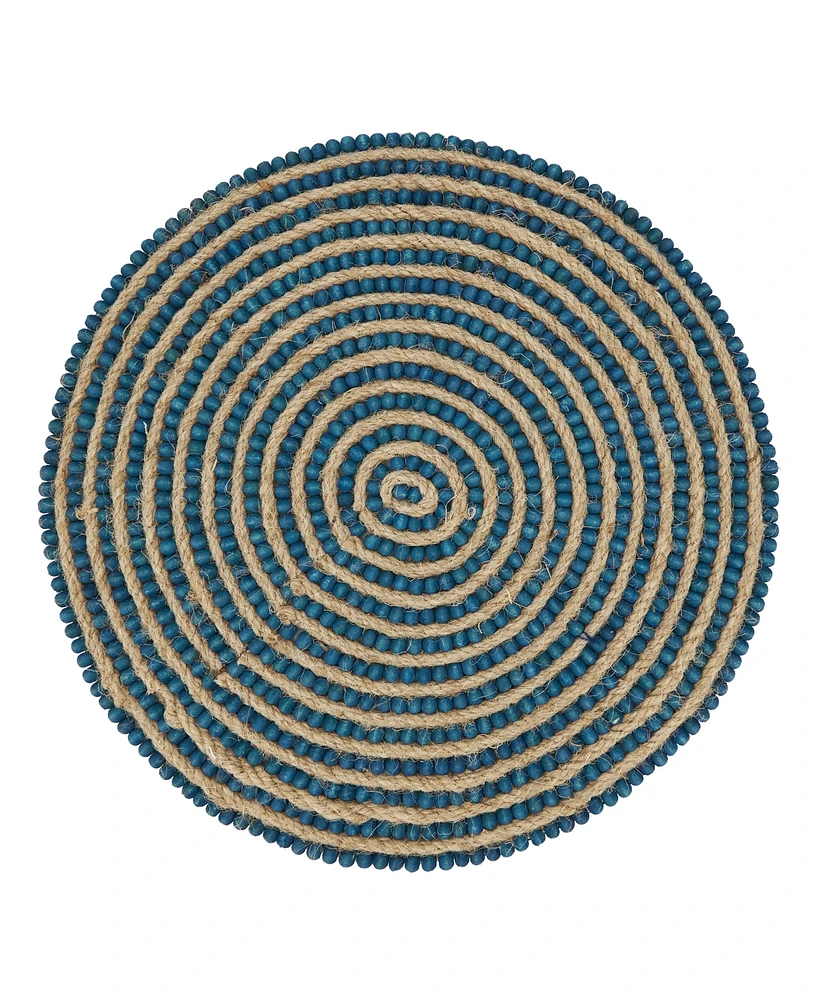 Saro Lifestyle Beaded Spiral Swirl Placemat Set of 4, 14"x14"