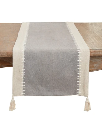 Saro Lifestyle Whipstitched Border Design Table Runner, 16"x72"