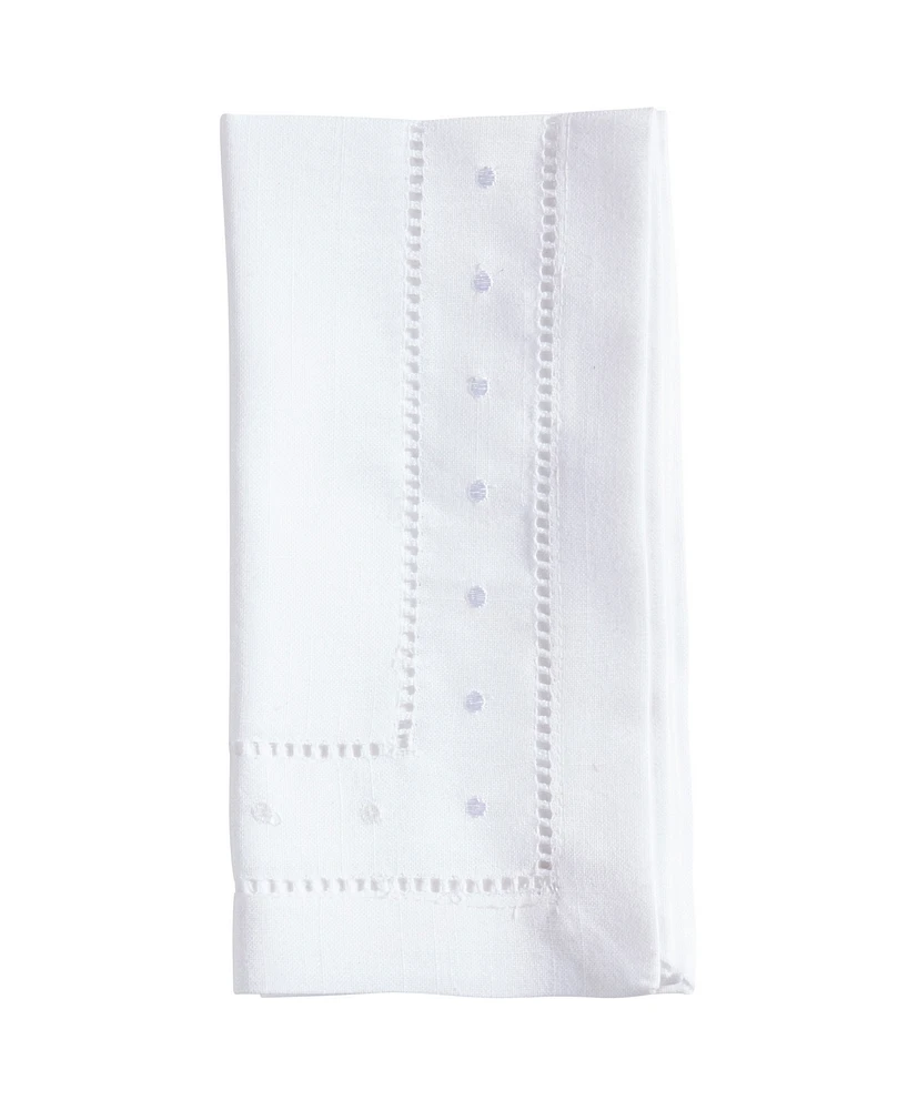 Saro Lifestyle Classic Hemstitch with Embroidered Border Dinner Napkin Set of 12