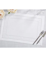 Saro Lifestyle Classic Hemstitch with Embroidered Border Placemat Set of 12, 14"x20"