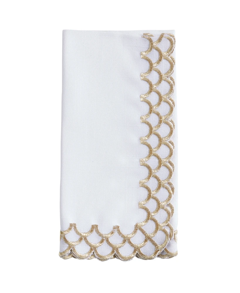 Saro Lifestyle Scalloped Edge Napkin Set of 4, 20"x20"