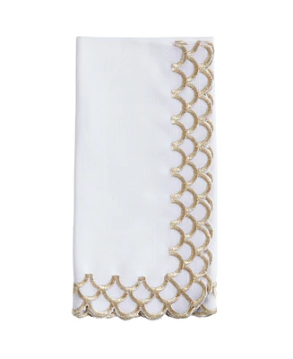 Saro Lifestyle Scalloped Edge Napkin Set of 4, 20"x20"