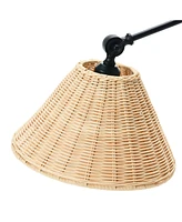 Storied Home Coastal Adjustable Wall Sconce with Neutral Beige Rattan Shades