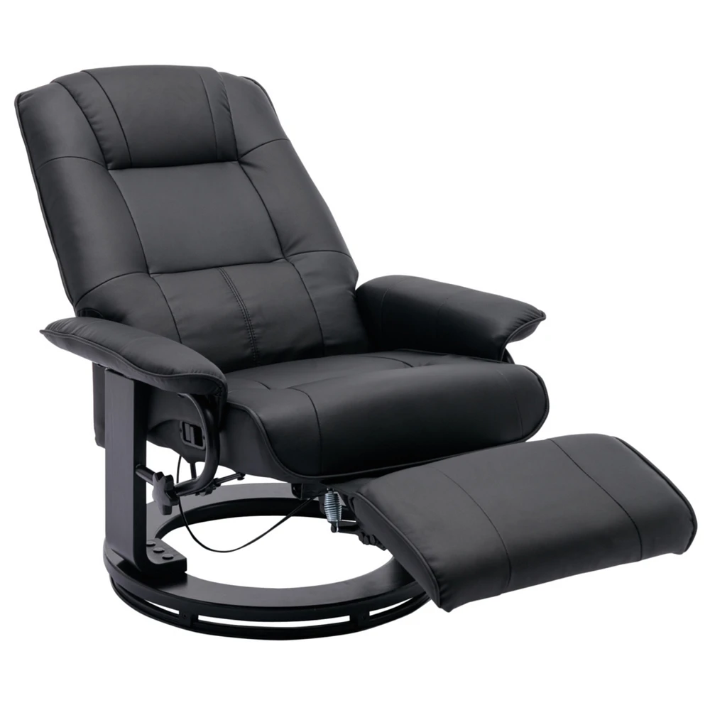 Simplie Fun Faux Leather Manual Reclinerble Swivel Lounge Chair With Footrest