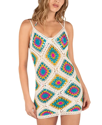 Hurley Juniors' Crochet Diamonds Mini Dress Cover-Up