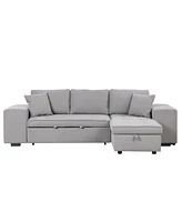 Simplie Fun 3-Seat Sleeper Sofa Sectional with Storage Chaise & Stools