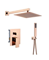 Mondawe High Pressure 10 Inch Square Shower System with Rough-in Valve in Rose Gold