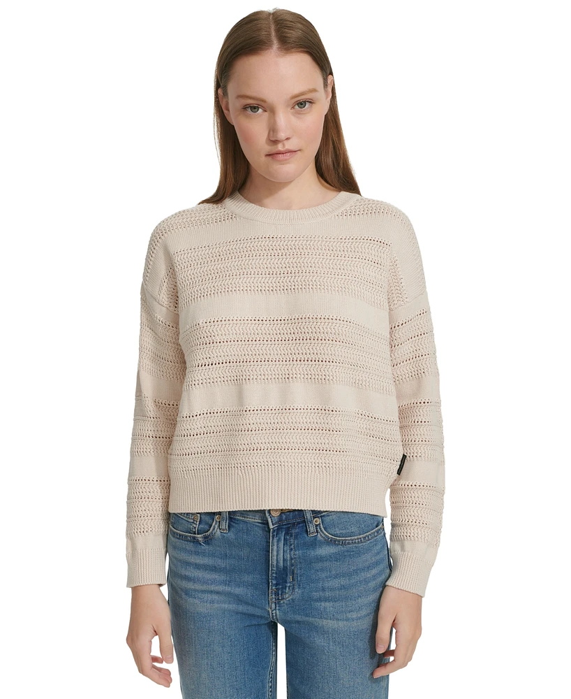 Calvin Klein Jeans Petite Cotton Textured Pointelle Sweater